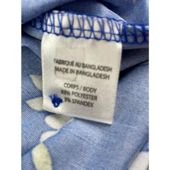 Lily Morgan Shirt Womens 1X Blue Floral Quarter Zip Collared Blouse - Picture 4 of 8